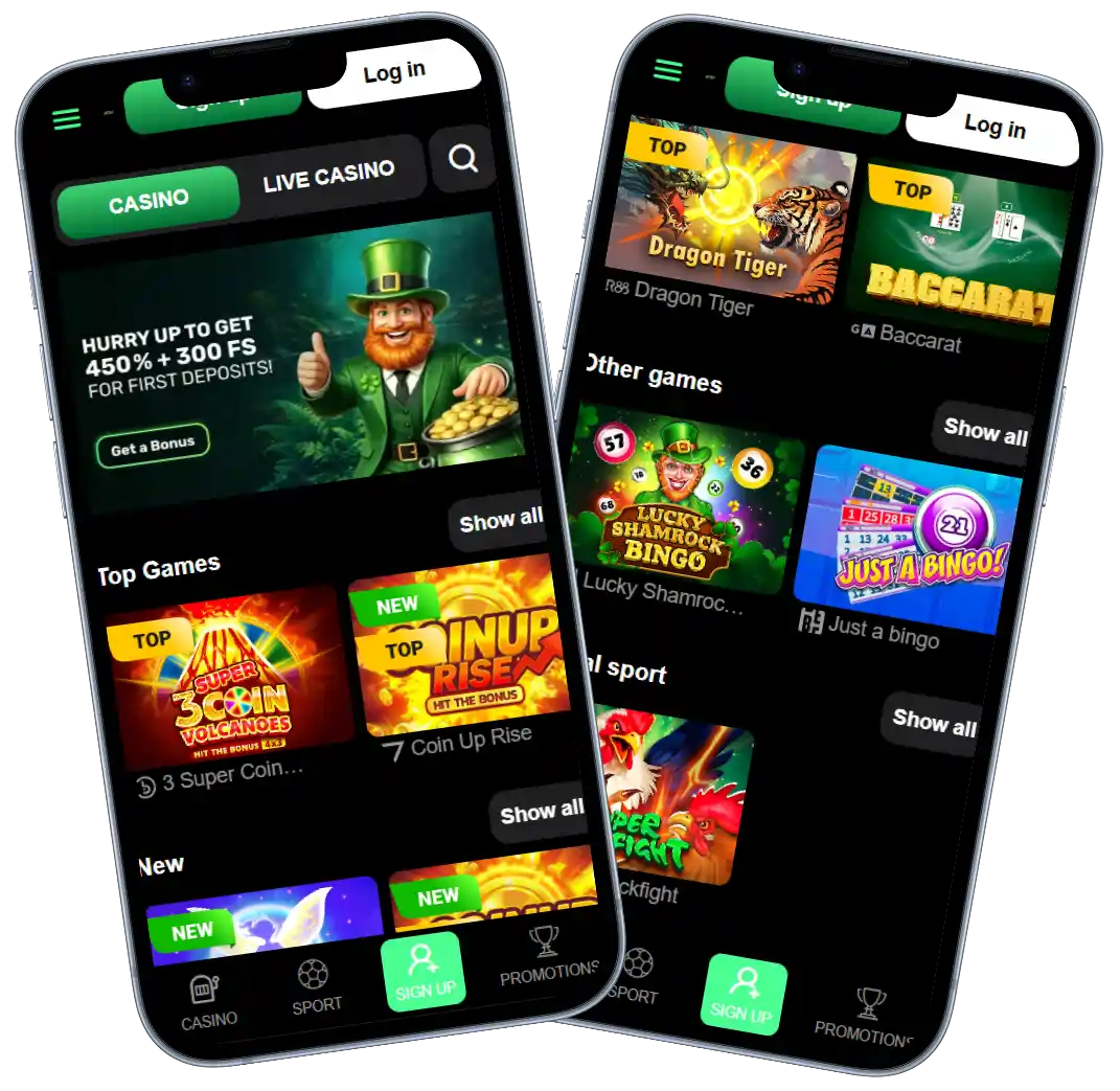 PatrickSpins Casino website mockup