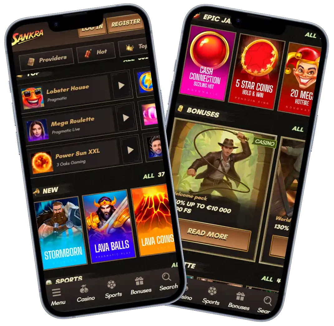 Sankra Casino website mockup