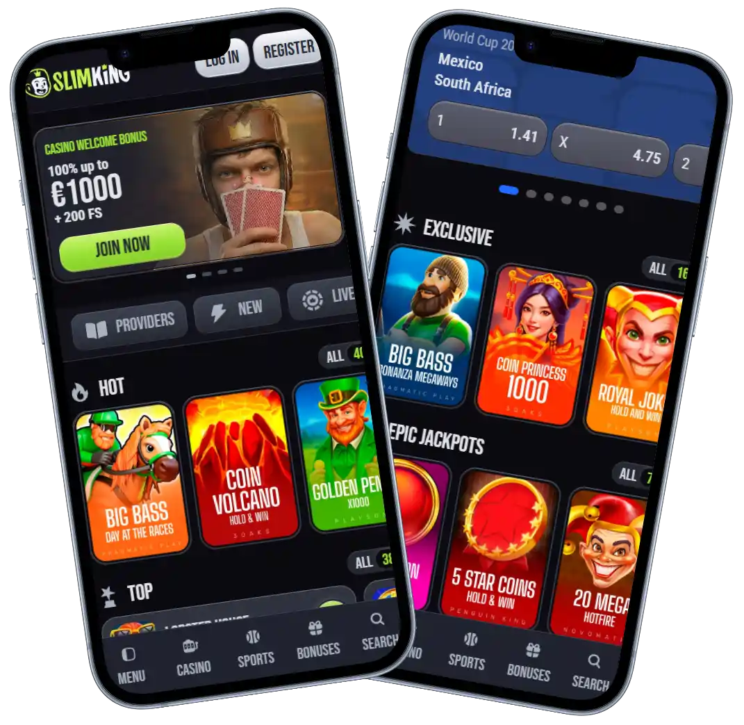 Slimking Casino website mockup
